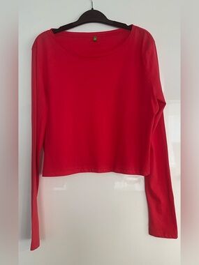 Farm Rio Red Long Sleeve Crewneck Cotton Top – BR P / FR 36 / US S